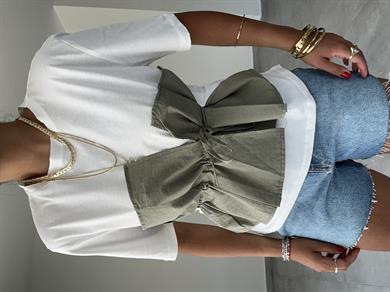 Haki Korsajlı Tshirt