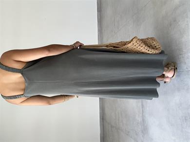 Haki Modal Büzgü Lastik Askılı Elbise