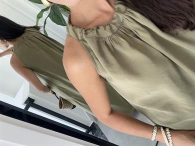 Haki Omuzdan Bağlamalı Elbise