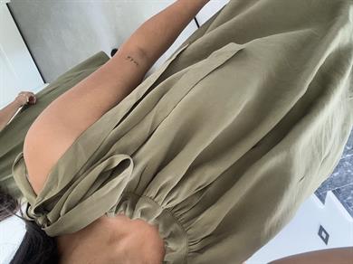 Haki Omuzdan Bağlamalı Elbise