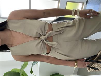 Haki Ön Bağlamalı Crop Takım