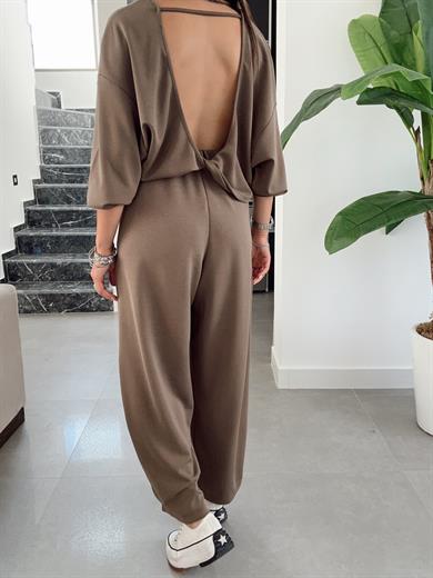 Haki Ön Düğüm Detaylı Modal Pantolon