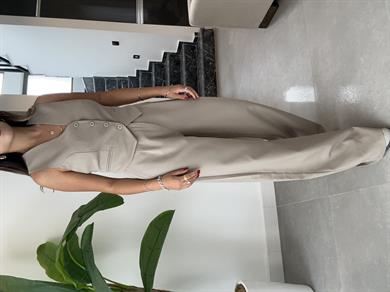 Haki Önü Düğmeli Kısa Yelek