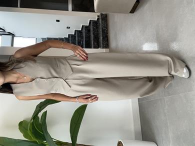 Haki Önü Düğmeli Kısa Yelek