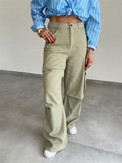 Haki Pileli Kargo Pantolon