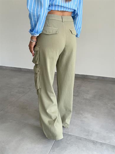 Haki Pileli Kargo Pantolon