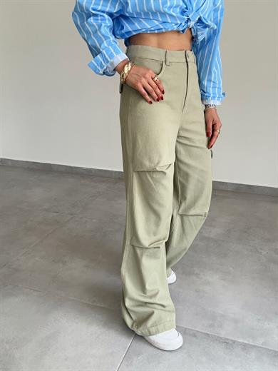 Haki Pileli Kargo Pantolon