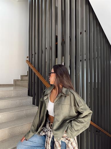 Haki Scuba Süet Ceket