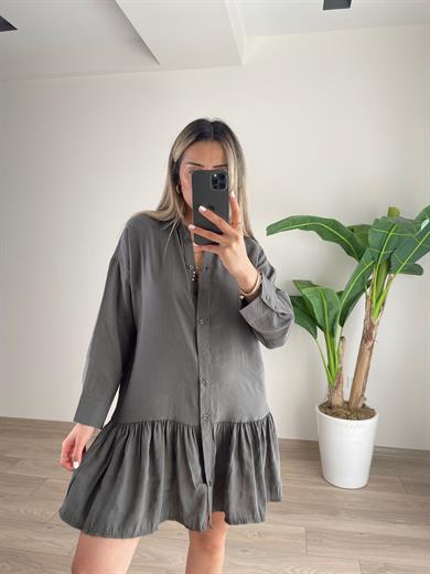 Haki Tensel Kumaş Elbise