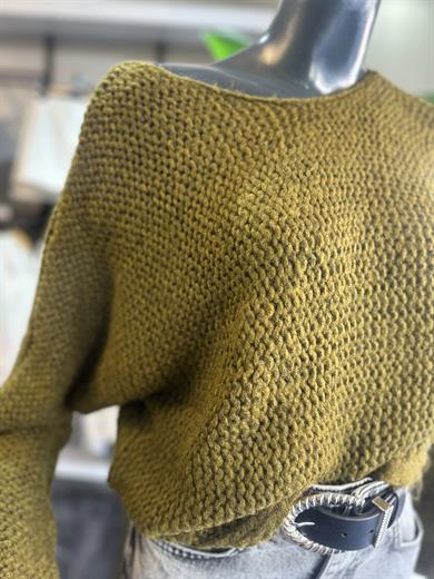 Haki Yarasa Kol Triko Kazak