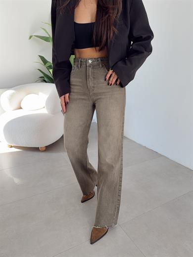 Haki Yıkamalı Straight Jean