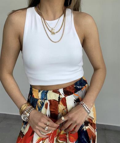 Halter Yaka Beyaz Bluz