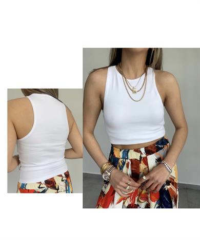 Halter Yaka Beyaz Bluz