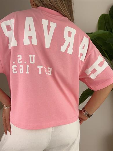 Harvard Pembe Baskılı Tişört