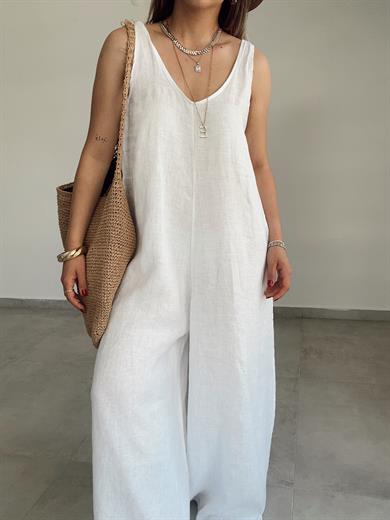 HELEN Bohem Beyaz Keten Tulum