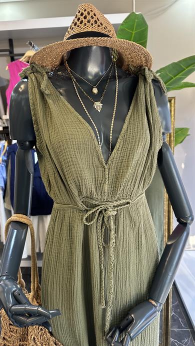 Helen Haki Müslin Elbise