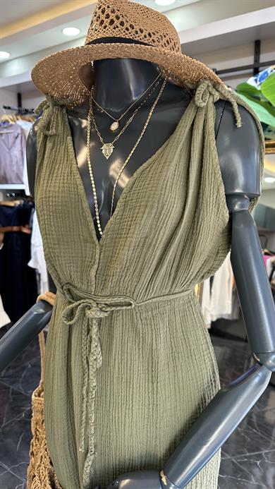 Helen Haki Müslin Elbise