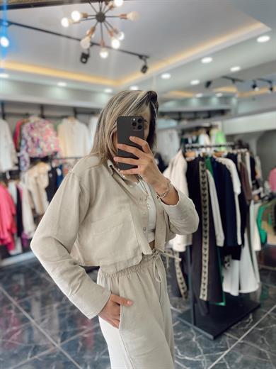 Helen Keten Gömlek Pantolon Takım-Bej
