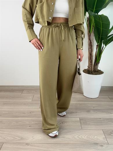 Helen Keten Gömlek Pantolon Takım-Olive