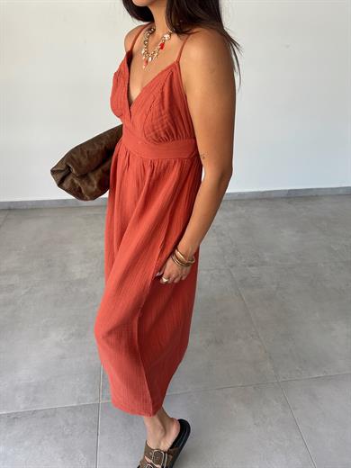 Helen Kiremit Müslin Askıları Ayarlanabilir Elbise