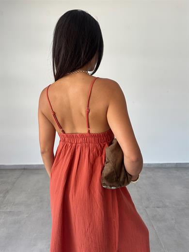 Helen Kiremit Müslin Askıları Ayarlanabilir Elbise