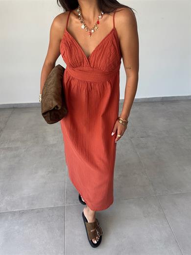 Helen Kiremit Müslin Askıları Ayarlanabilir Elbise