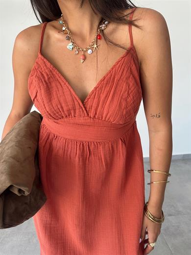 Helen Kiremit Müslin Askıları Ayarlanabilir Elbise