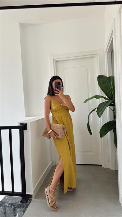 Helen Olive Müslin Askıları Ayarlanabilir Elbise