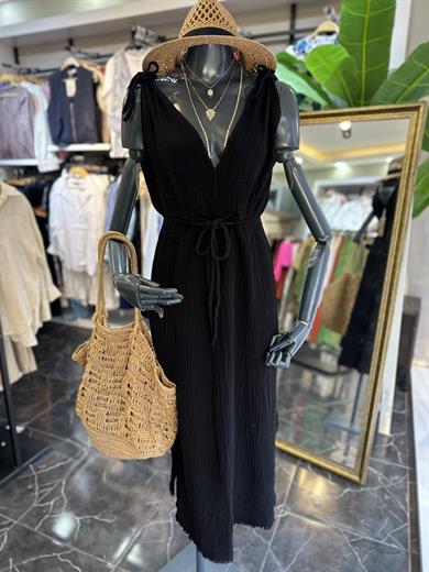 Helen Siyah Müslin Elbise