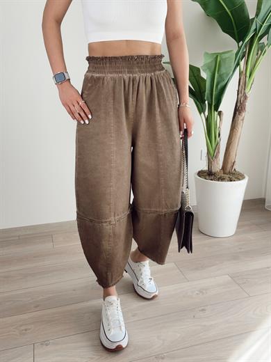 Hendy Kahve Yıkamalı Şalvar Pantolon