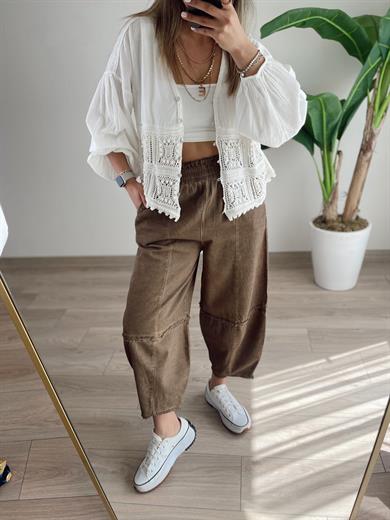 Hendy Kahve Yıkamalı Şalvar Pantolon