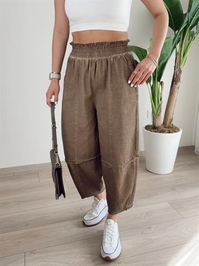 Hendy Kahve Yıkamalı Şalvar Pantolon