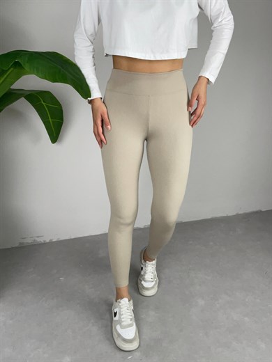 İçi Şardonlu Fitilli Bej Tayt