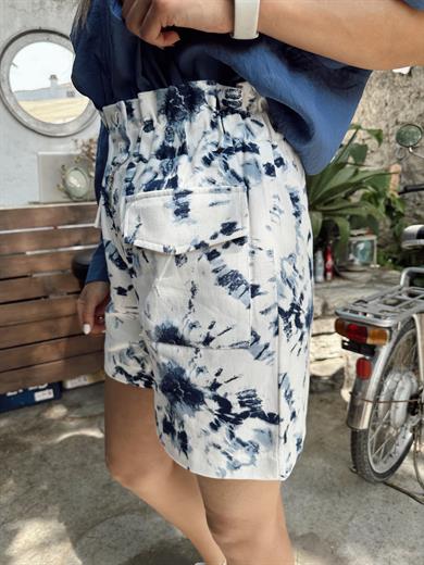 İndigo Desenli Şort