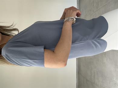 İndigo Modal Kumaş Bisiklet Yaka Tişört