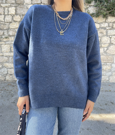 İndigo Salaş Triko Kazak