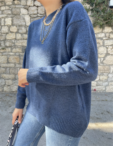 İndigo Salaş Triko Kazak