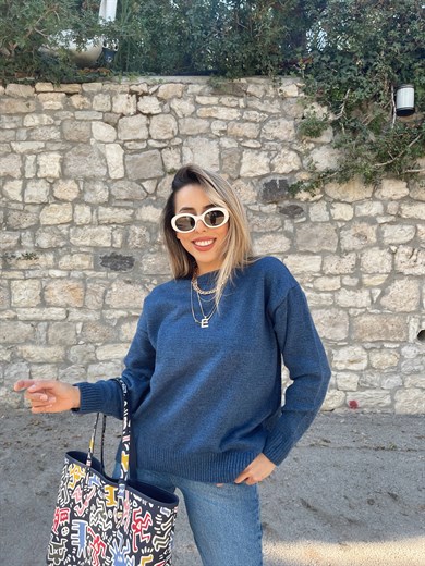 İndigo Salaş Triko Kazak