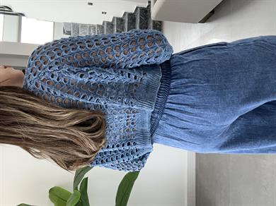 İndigo Soluk Efektli Triko Kazak