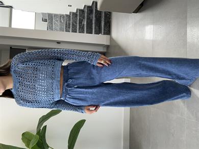 İndigo Soluk Efektli Triko Kazak