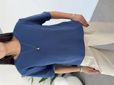 İndigo Vatkalı Basic Yaka Tshirt