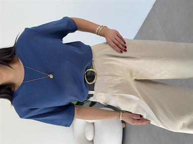 İndigo Vatkalı Basic Yaka Tshirt