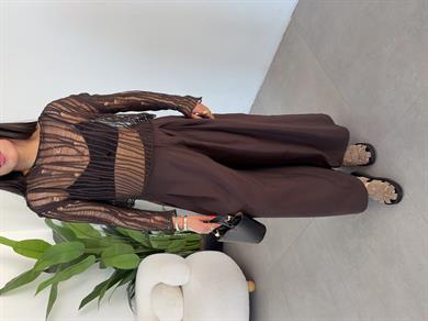 Kahve Ajurlu Triko Bluz