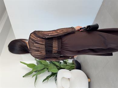 Kahve Ajurlu Triko Bluz