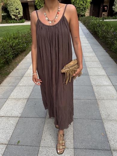 Kahve Askılı Elbise