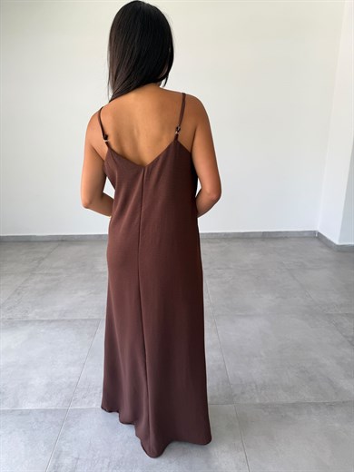 Kahve Ayrobin Ayarlama Askılı Elbise
