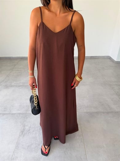 Kahve Ayrobin Ayarlama Askılı Elbise