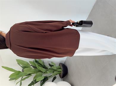 Kahve Ayrobin Cepli Oversize Gömlek