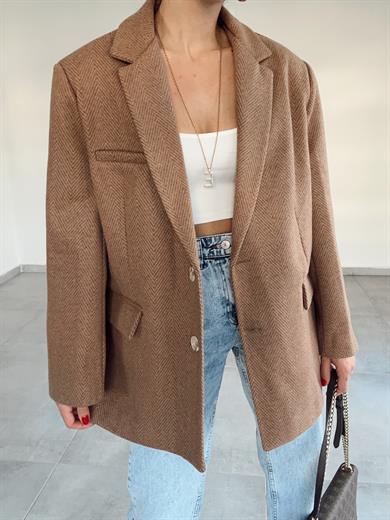 Kahve Balık Sırtı Ceket