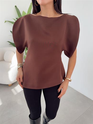 Kahve Balon Kol Bluz